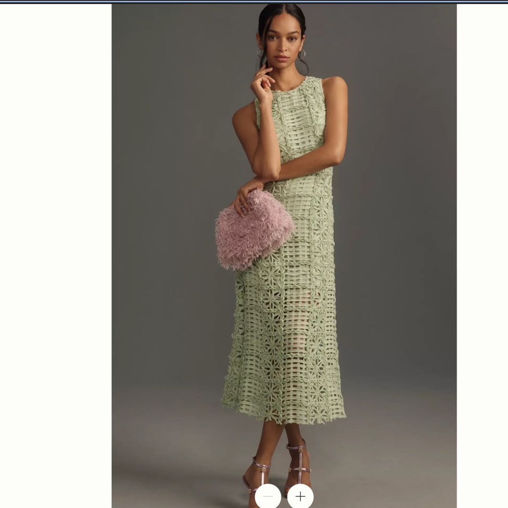 Endless Rose Sleeveless Textured Midi Dress Sage Sz Small